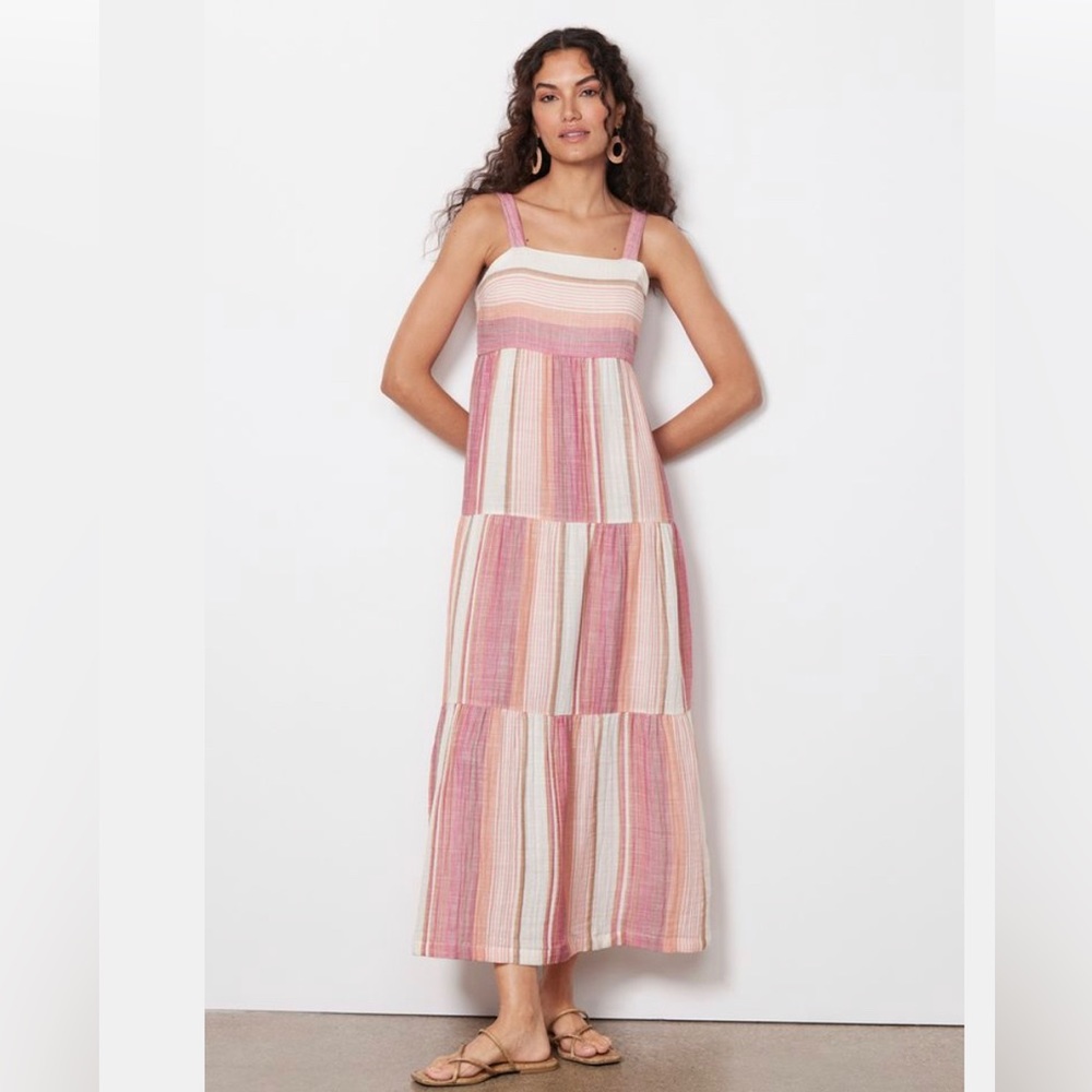 NWT Faherty Sarah Maxi Dress Sundress in Olastripe Woman’s Large B2